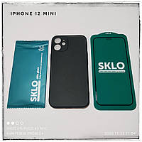 ТПУ тонкий матовый чехол + стекло 5D SKLO для айфон iPhone 12 mini