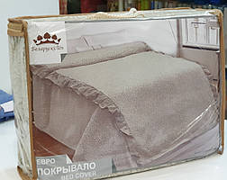 Лляне покривало "Ромашки" з оборками (210 на 230 см)