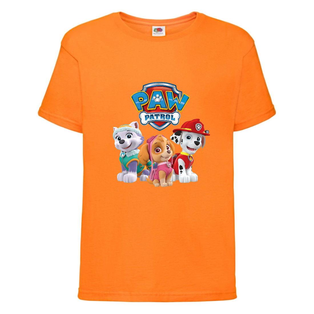 Футболка дитяча Щенячий патруль (Paw Patrol) Скай, Еверест, Маршал помаранчева