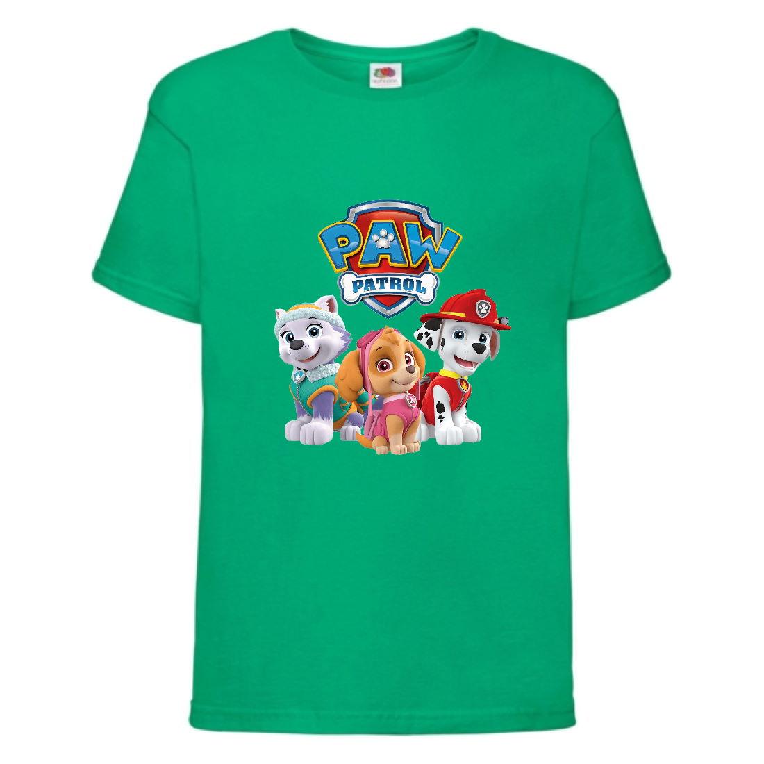 Футболка дитяча Щенячий патруль (Paw Patrol) Скай, Еверест, Маршал зелена