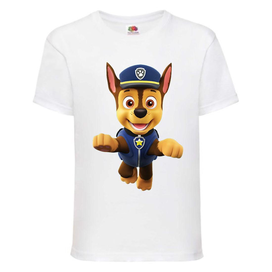 Футболка дитяча Щенячий патруль (Paw Patrol-02) Гончик Чейз біла