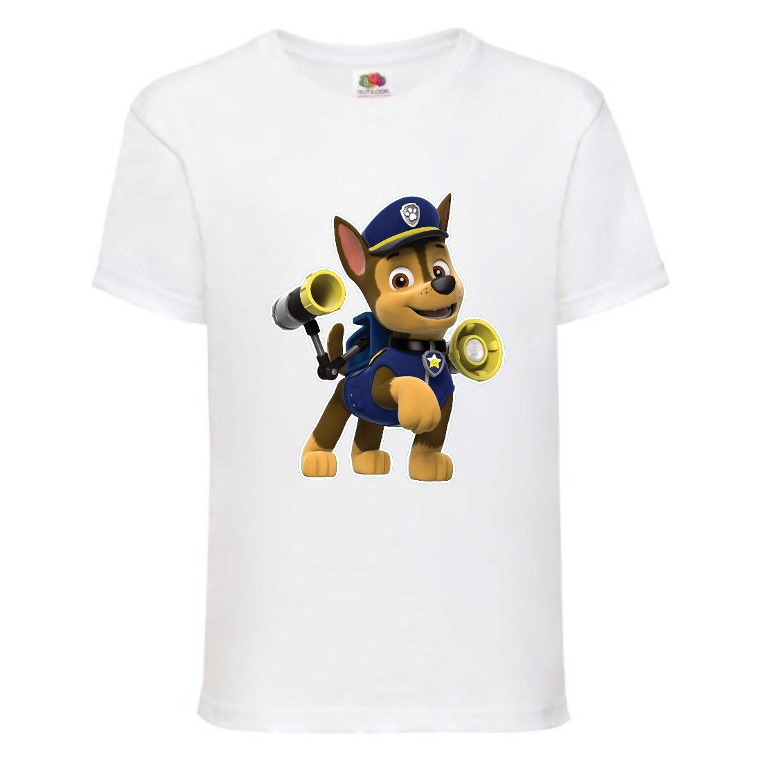 Футболка дитяча Щенячий патруль (Paw Patrol-03) Гончик Чейз біла