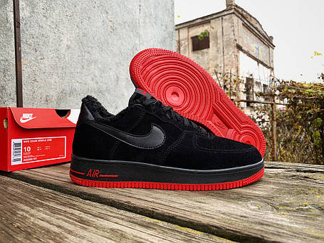 Чоловічі зимові кросівки Nike Air Force C1807 Low на хутрі утеплені, фото 1