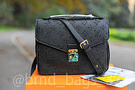 Женская сумка клатч кожаная черная Louis Vuitton Metis