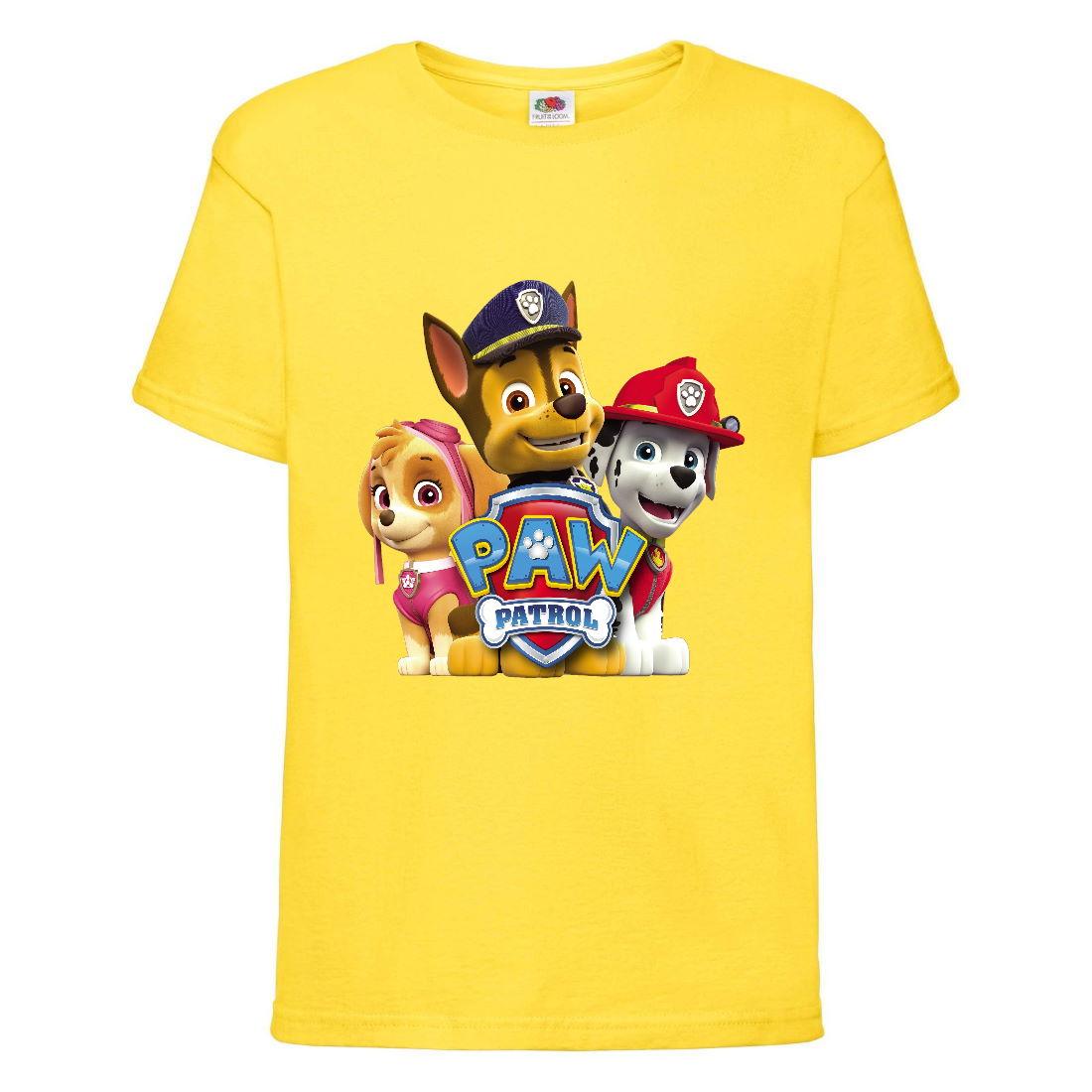 Футболка дитяча Щенячий патруль (Paw Patrol-05) Гончик, Маршал, Скай жовта