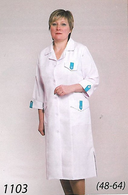 Жіночий медичний халат білий габардин  ( розмір 48-66)