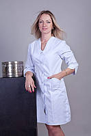 Стильний медичний халат білий котон на гудзиках ( розмір 40-66)