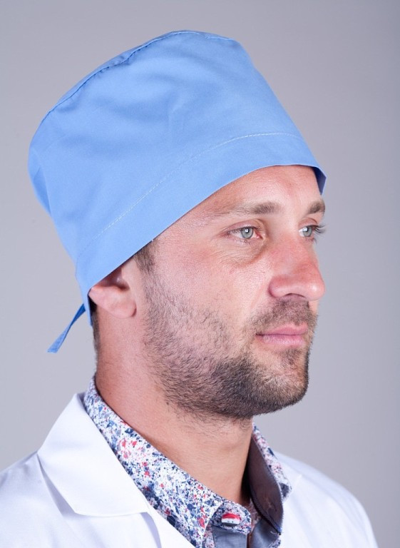 Батистова медична шапка для чоловіків у блакитному кольорі