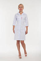 Медичний халат жіночий у білому кольорі приталеного фасону коттон (розмір 40-56)
