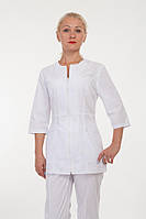 Белый медицинский костюм врача женский на молнии батист ( размер 42-56)
