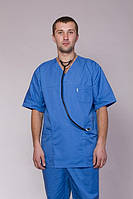 Мужской хирургический костюм синий ткань коттон (размер 42-60)