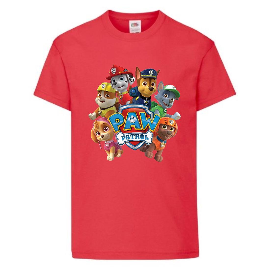 Футболка дитяча Щенячий патруль (Paw Patrol-05) Всі цуценята червона