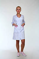 Білий медичний халат жіночий батист довжина по коліно (розмір 42-74)