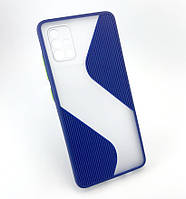 Чехол для Samsung A51, A515 накладка бампер противоударный Shadov Matte Case Wave синий