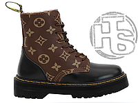 Обувь Dr.Martens Jadon x Louis Vuitton Black Brown Boots (с мехом)