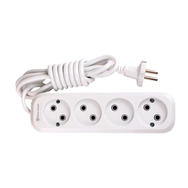 Подовжувач без заземлення 4 гнізда, 3 м, білий, фото 1