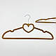 Оксамитові вішаки для одягу 10 шт. (флоковані, велюрові) коричневого кольору серце, фото 4