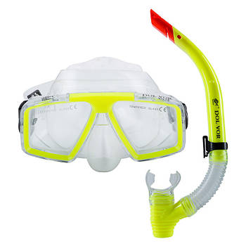 Набір для плавання підлітковий маска та трубка жовтий Dolvor М4204Р