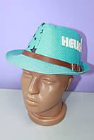 Шляпа летняя с надписью Hello украшена ремешком р. 54