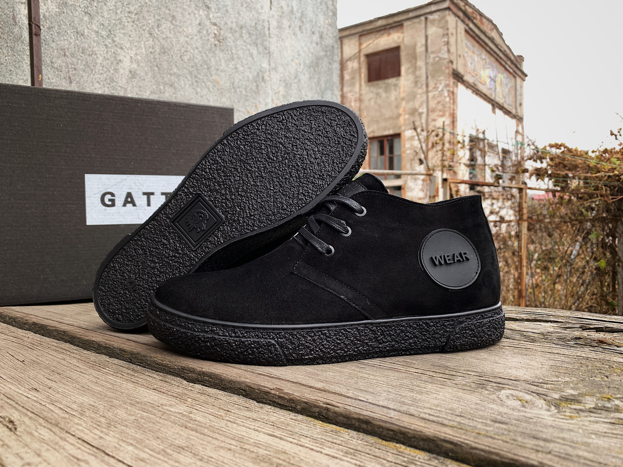 Чоловічі зимові замшеві черевики Gattini Black чорні натуральна шкіра
