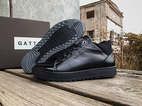 Чоловічі зимові шкіряні черевики Gattini Black чорні натуральна шкіра, фото 1