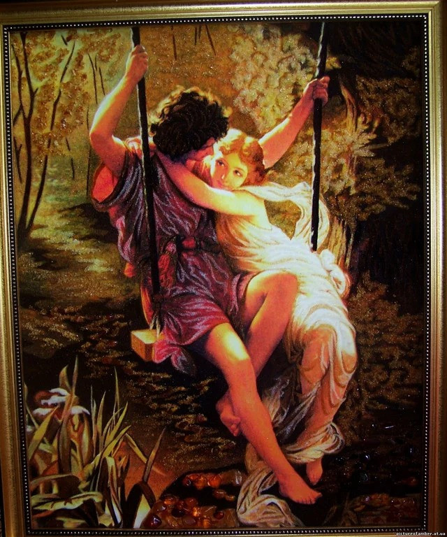 Картина из янтаря - панно Охотники на привале ( Картина з бурштину - панно ) ПН-8 - фото 8 - id-p75883949