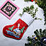 Новорічний подарунковий чобіт, Різдвяний носок, з вишивкою, червоного кольору, вишивка - будиночок., фото 4