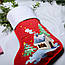 Новорічний подарунковий чобіт, Різдвяний носок, з вишивкою, червоного кольору, вишивка - будиночок., фото 5