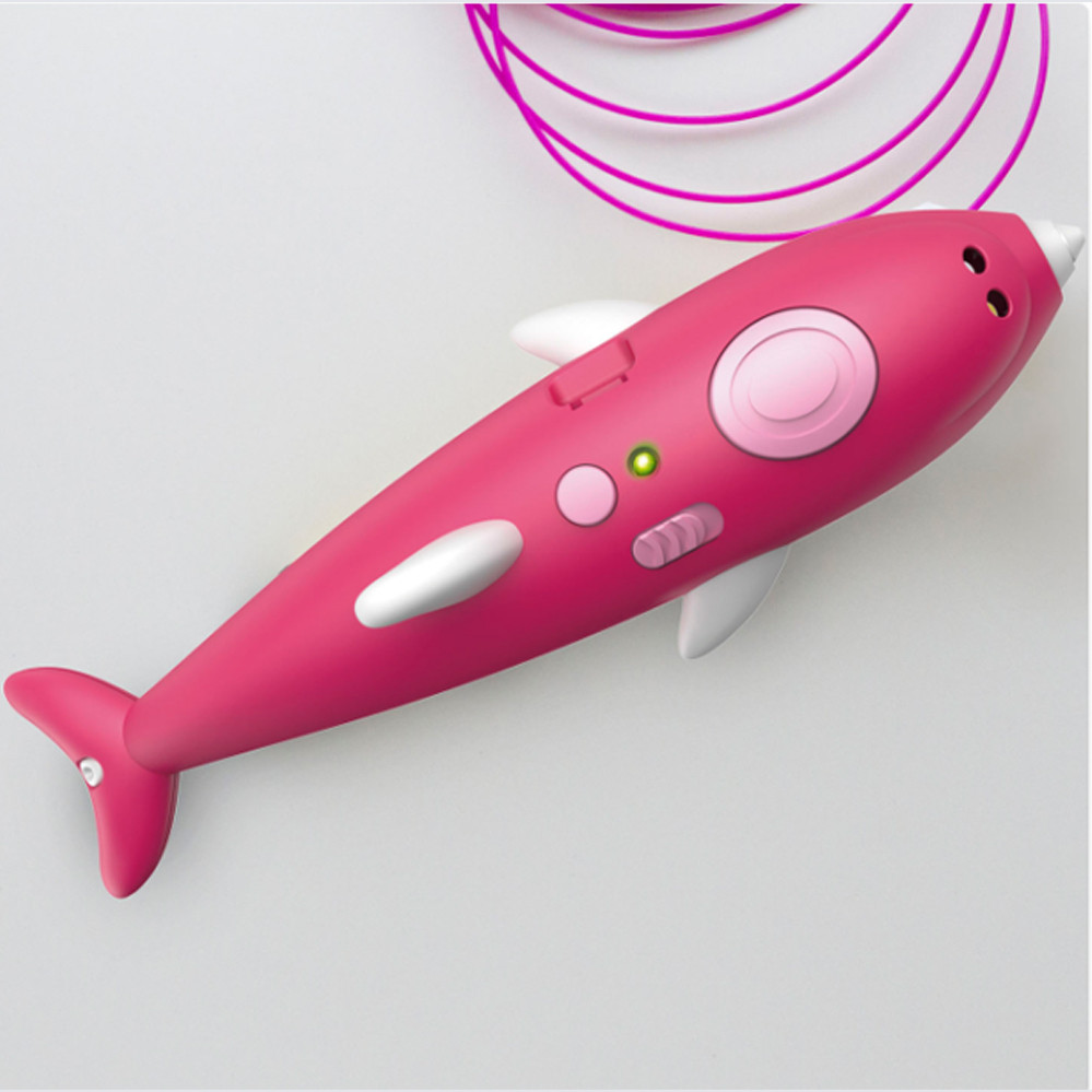 Аккумуляторная 3D ручка Беспроводная в виде дельфина Розовая Низкотемпературная 3д-ручки для детей - фото 10 - id-p1300606724
