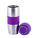 Термокружка Kamille KM-2053 380мл Фіолетовий Термокружка з нержавіючої сталі Термочашка для кави, фото 5