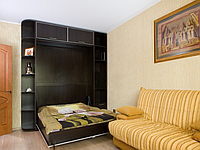 Відкидна шафа-ліжко з полицями і антресоллю для вітальні, фото 1