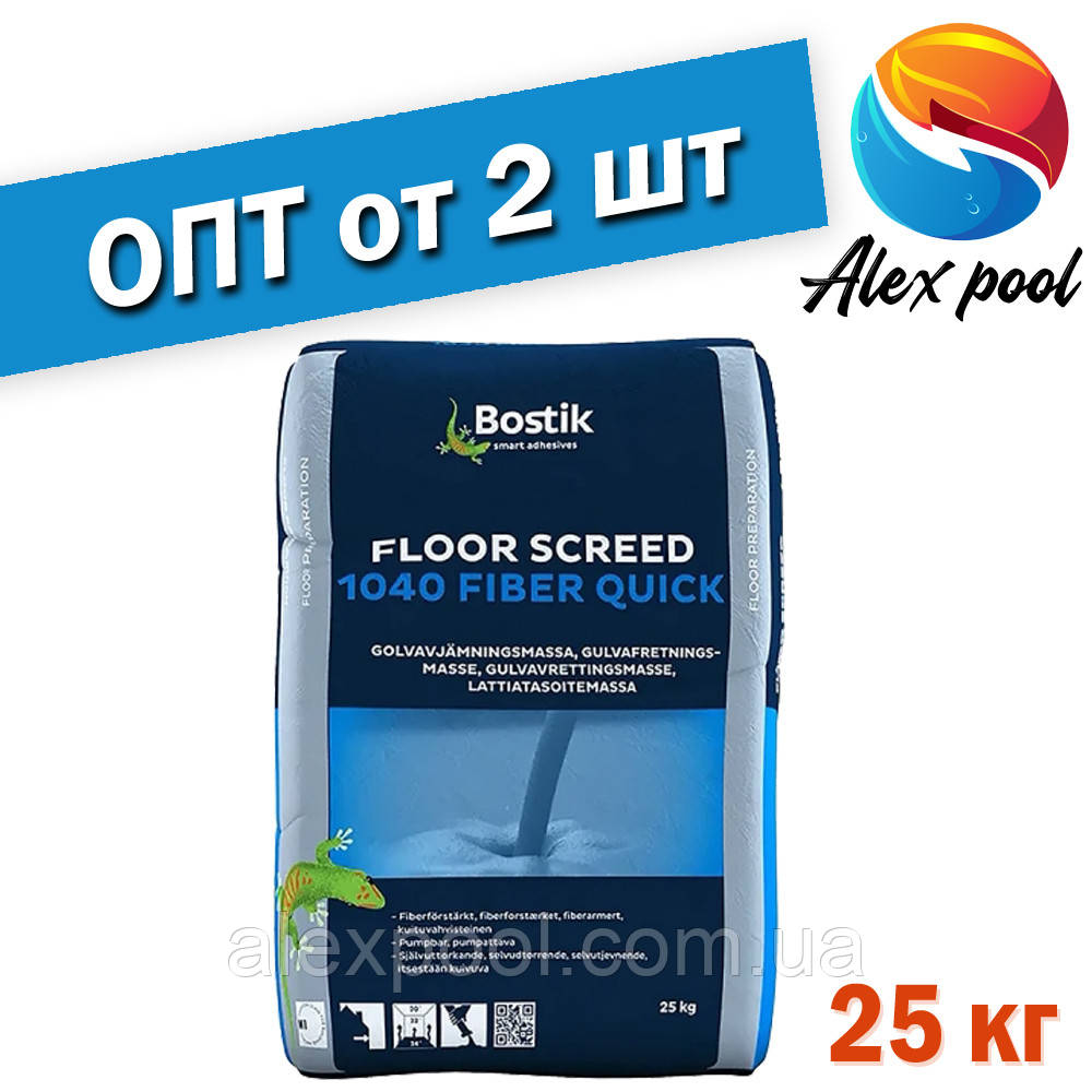Bostik 1040 Fiber Quick - самовирівнююча суміш для підлоги армована, 25 кг