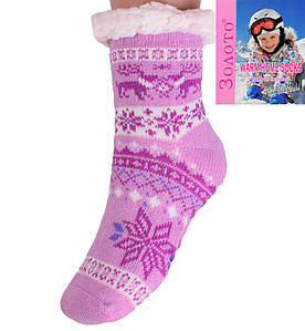 Шкарпетки дитячі теплі домашні з гальмами для дівчинки Золото HD6031-4 28-31