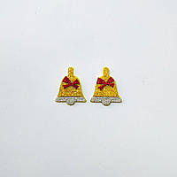 Патч декоративна серединка для бантиків і шпильок дрібний новорічний декор "Кокольчик" аплікація, наб. 2 шт