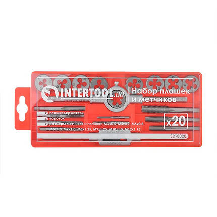 Набор плашек M6-M12 и метчиков M3-M12 INTERTOOL SD-8020, фото 2
