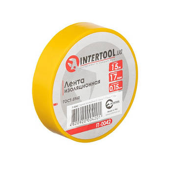 Стрічка ізоляційна 0.15 мм*17мм*15м жовта INTERTOOL IT-0042 al