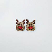 Патч декоративна серединка для бантиків і шпильок. Дрібний новорічний декор "Олень", набір 2 шт.