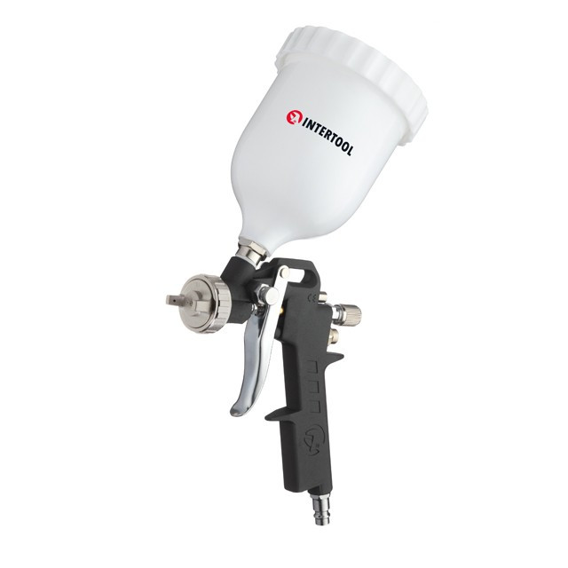 Пневматичний фарбопульт HP INTERTOOL PT-0210, фарбопульт з верхнім пластиковим бачком 600 мл з регулюванням