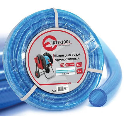 Шланг для води 3-х шаровий 1/2", 10м, армований, PVC INTERTOOL GE-4051, фото 1