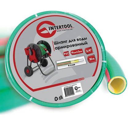 Шланг для води чотиришаровий 3/4", 30 м, армований, PVC INTERTOOL GE-4125 Шланг садовий для поливу, фото 1