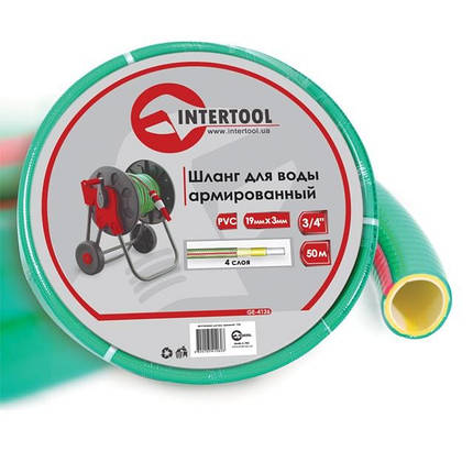 Шланг для води чотиришаровий, 3/4", 50 м, армований, PVC INTERTOOL GE-4126 Шланг для поливу, фото 1