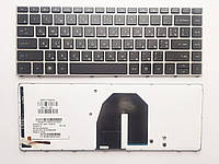 Клавиатура для ноутбуков HP ProBook 5330m черная с серебристой рамкой, с подсветкой RU/US