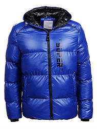 Чоловіча синя дута матова зимова куртка