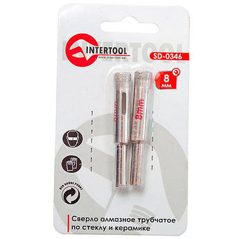Коронка трубчаста по склу та кераміці 8 мм INTERTOOL SD-0346