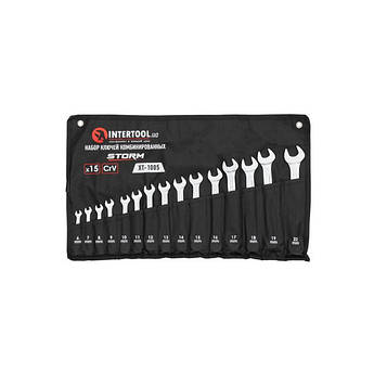 Набір комбінованих гайкових ключів 15 шт (6-19, 22 мм), ключі з високоякісної сталі STORM INTERTOOL XT-1005