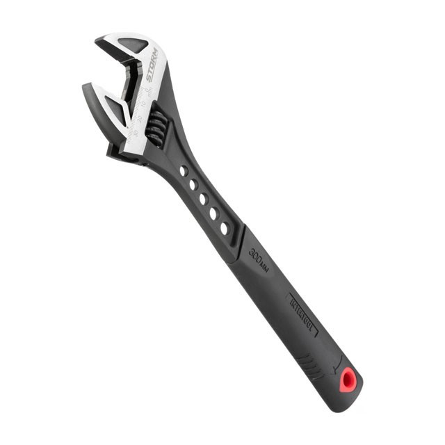 Ключ розвідний кований 300мм, рукоятка TPR, HRC 40~50, Cr-V STORM INTERTOOL XT-0085, Довговічний розвідний ключ, фото 1