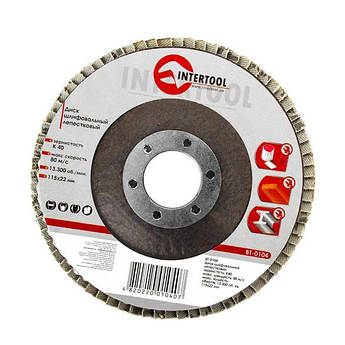 Диск шліфувальний пелюстковий 115*22 мм, зерно K40 INTERTOOL BT-0104