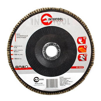 Диск шліфувальний пелюстковий 180*22 мм, зерно K36 INTERTOOL BT-0223