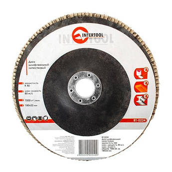 Диск шліфувальний пелюстковий 180*22 мм, зерно K40 INTERTOOL BT-0224