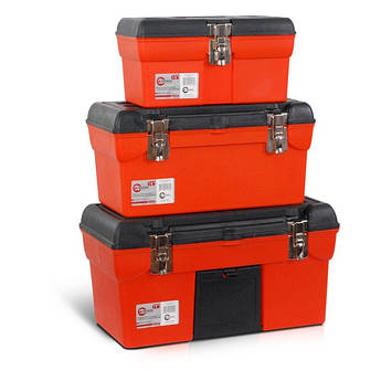 Комплект ящиків для інструменту з металевими замками, 3 шт. 13" / 16,5" / 19", міцний ящик для інструменту 3 шт. INTERTOOL BX-0006